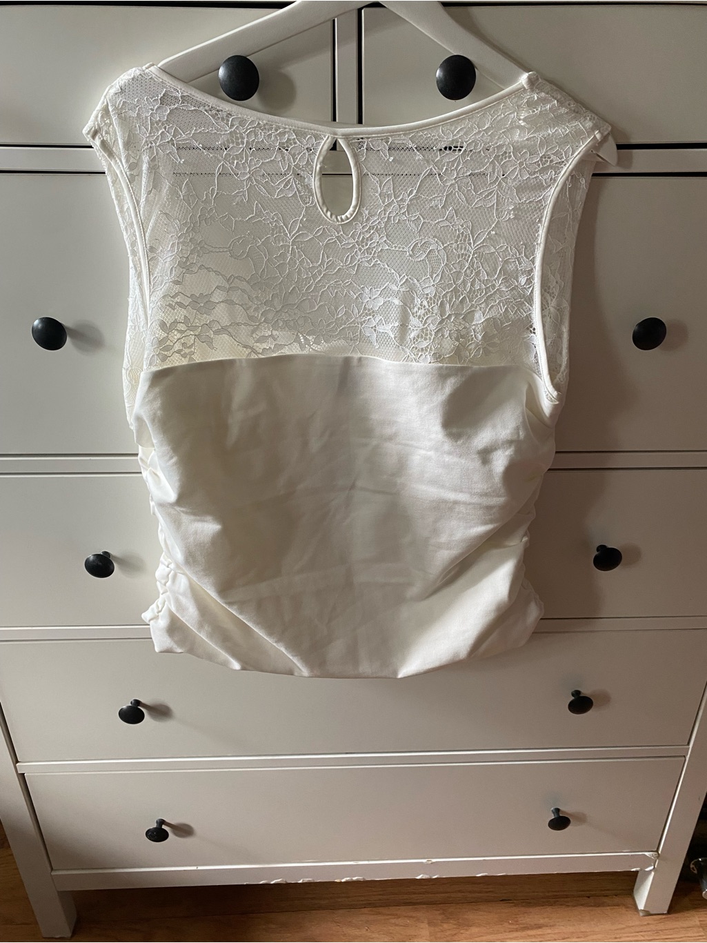 Bebe White Lace-Back Square Neck Camisole — image 2 of 8